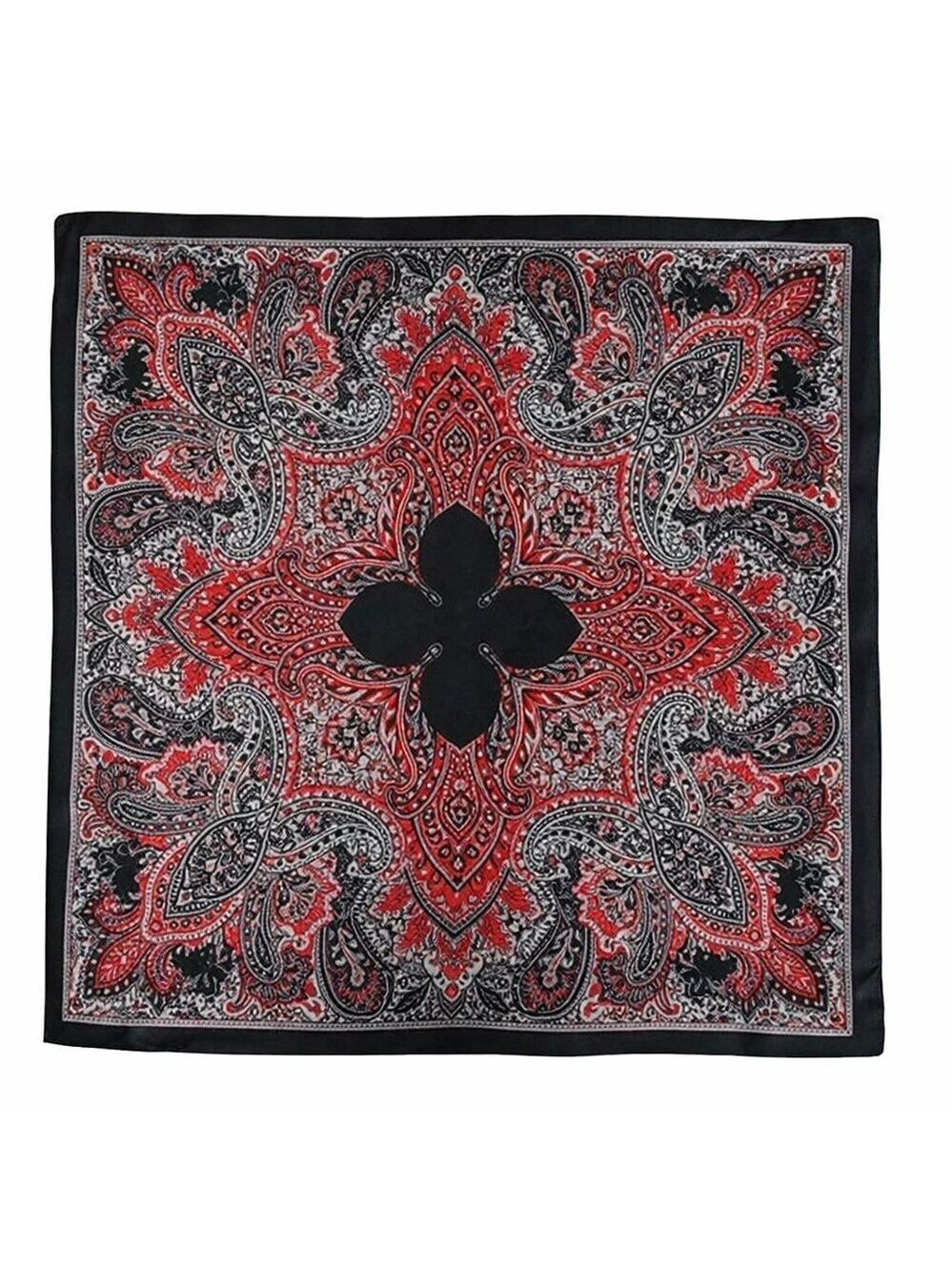 35x35 Black Red Wild Rag Western Cowboy Satin Scarf
